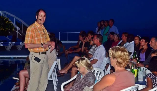 Stephan presenting on a cruise ship